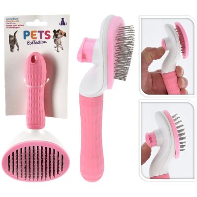 15. PINK SELF-CLEANING BRUSH FOR DOGS AND CAT