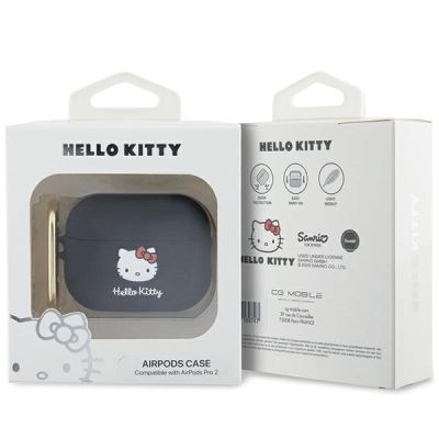 4. Hello Kitty Silicone 3D Kitty Head Case for AirPods Pro 2 (2022/2023) - Black
