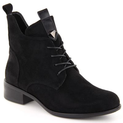 18. Women’s Lace-Up and Zip Ankle Boots, Warm-Lined, Black M.Daszyński SA198-24
