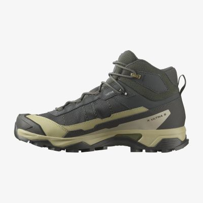 4. Salomon X Ultra 5 Mid GTX hiking shoes - peat/gray green/blue
