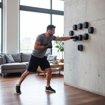 2. TB05 BLUETOOTH MODULAR BOXING TARGET WITH MUSIC AND HMS GLOVES