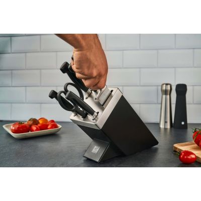 7. ZWILLING Four Star 35145-007-0 Self-Sharpening Knife Set, 7 Pieces, Black