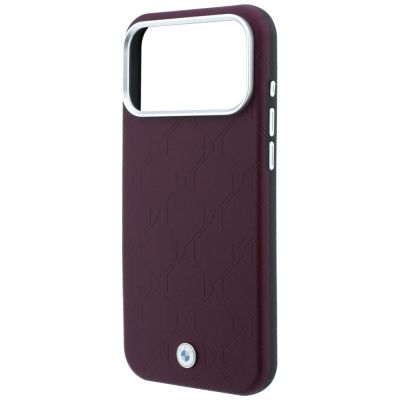 6. BMW Sign Deboss Quilted Metal Logo MagSafe Case for iPhone 18 Pro Max / 17 Pro Max - Burgundy