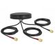 DeLOCK Dual Band Antenna LTE MIMO WLAN 802.11 ac/ax/a/h/b/g/n 3 x SMA male RG-174 1 m screw mounting, field, black