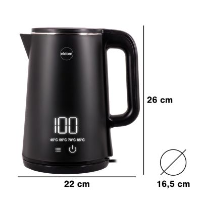 13. ELDOM CORDLESS KETTLE C515C 1.8 L 2000W BLACK 5 PROGRAMS 45, 55, 70, 85, 100°C, KEEP TEMPERATURE