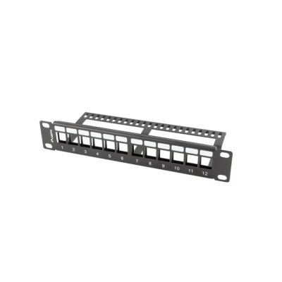 6. LANBERG PATCH PANEL BLANK 12 PORT 1U 10" WITH ORGANIZER FOR KEYSTONE MODULES BLACK PPKS-9112-B