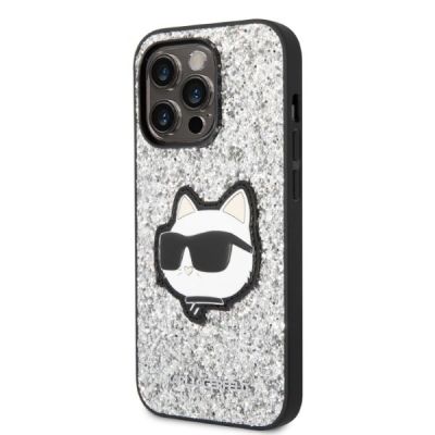 2. Karl Lagerfeld KLHCP14LG2CPS iPhone 14 Pro 6.1" silver/silver hardcase Glitter Choupette Patch