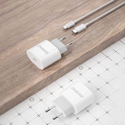 7. Dudao A14EUC PD 20W USB-C Wall Charger with Cable - White