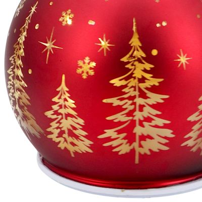 2. DECORATIVE GLASS LED BAUBLE 12 CM SPARKLING ROTATING – RED
