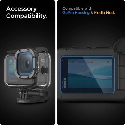 3. Spigen Glass.tR Slim Tempered Glass + Film 2-Set for GoPro Hero 9 / 10 / 11 / 12 - Transparent