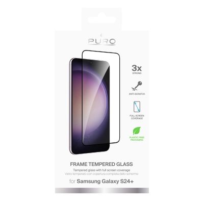 2. Puro Frame Tempered Glass with Black Frame for Samsung Galaxy S25+ / S24+