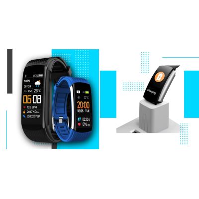 4. Smartwatch GIEWONT Black and Blue 2 Straps GW200-7
