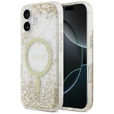 Guess Resin Bottom Glitter MagSafe case for iPhone 17 - gold