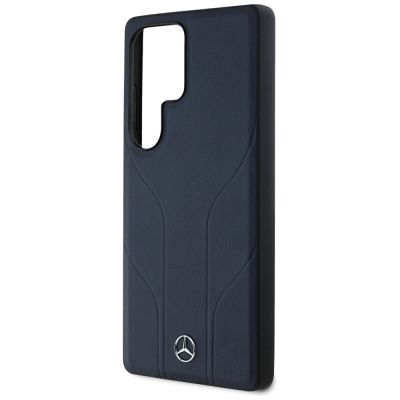 6. Mercedes Leather Debossed Lines MagSafe Case for Samsung Galaxy S25 Ultra - Blue