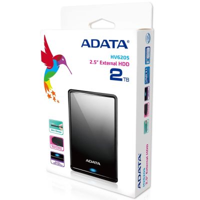 8. External HDD ADATA HV620S (2TB; 2.5"; USB 3.2; black)