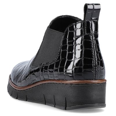 34. Rieker W R474 snakeskin leather ankle boots black