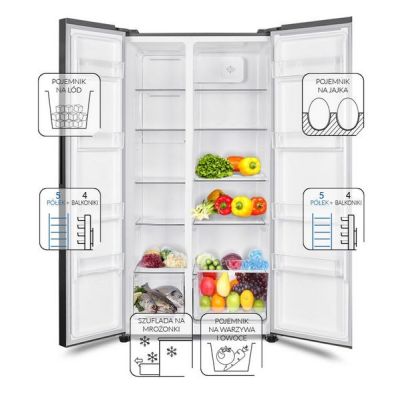 3. Side by Side Total No Frost Refrigerator MPM-439-SBS-15/ND, stainless steel, height 177cm