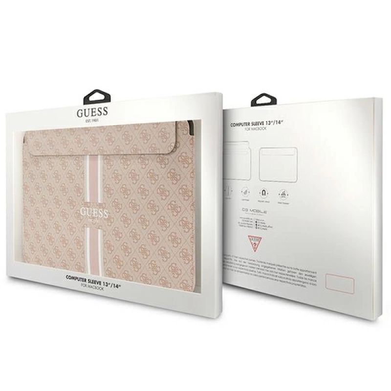 4. Guess 4G Printed Stripes cover for a 14" laptop - pink