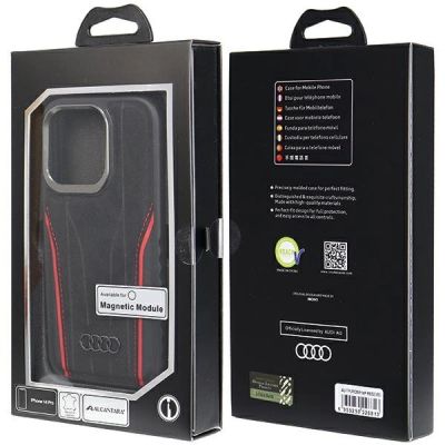 8. Audi Genuine Leather case with MagSafe for iPhone 14 Pro - black and red
