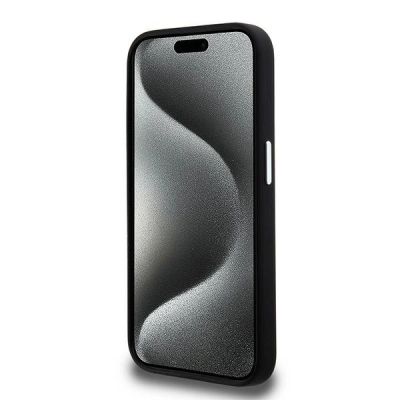 5. Karl Lagerfeld Silicone Metal Script Logo iPhone 15 Pro Max Case - Black
