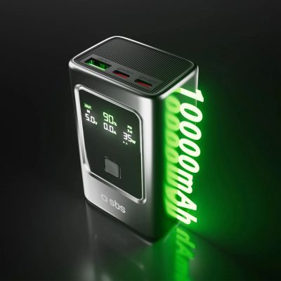 3. Powerbank SBS 10000mAh PD 35W with LCD display - gray