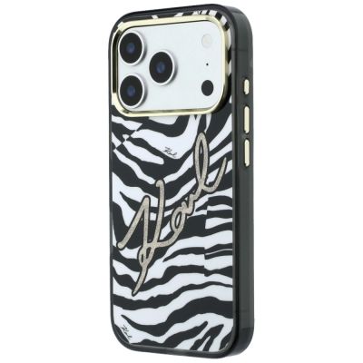 2. Karl Lagerfeld IML Signature Zebra Glitter MagSafe Case for iPhone 17 Pro / 18 Pro - Gold