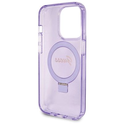 7. Guess Ring Stand Script Glitter MagSafe case for iPhone 14 Pro Max - purple