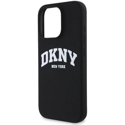 6. DKNY Silicone White Printed Logo MagSafe iPhone 16 Pro Case - Black