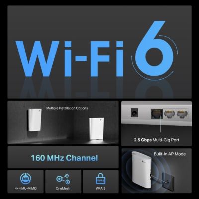 4. TP-Link AX6000 Mesh Wi-Fi 6 White 1000, 2500 Mbit/s