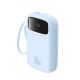 6. Baseus QPow 2 30W 10000mAh Power Bank with Built-in USB-C Cables - Blue