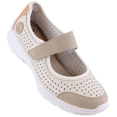 Comfortable Rieker W RKR575A openwork shoes, beige