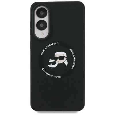 3. Karl Lagerfeld Silicone nauble Heads And Circle MagSafe case for Samsung Galaxy S25 Edge - black
