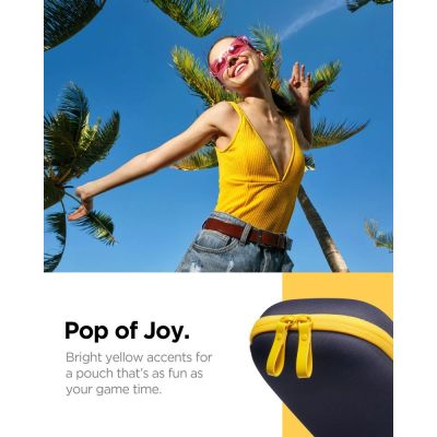 7. Spigen Nano Pop Pro Pouch for Nintendo Switch 2 - Navy Blue and Yellow