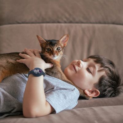 2. AirTag Case Silicone Wristband for Kids - Navy Blue with Astronaut