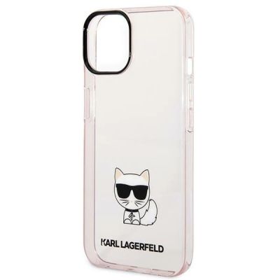 6. Karl Lagerfeld Transparent Choupette Body Case for iPhone 14 Plus / 15 Plus 6.7" - Pink