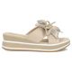 2. Women's leather wedge sandals with a flower, beige Filippo DK7636