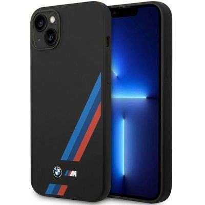 BMW Silicone Slanted Stripes Case for iPhone 14 Plus / 15 Plus - Black