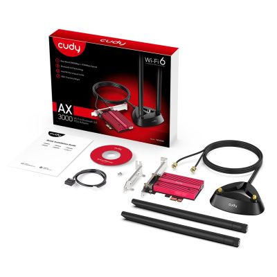 13. CUDY WE4000 AX5400 Wi-Fi 6/6E BT 5.2 Network Card Intel AX210NGW PCIe Heatsink + Cable Antenna