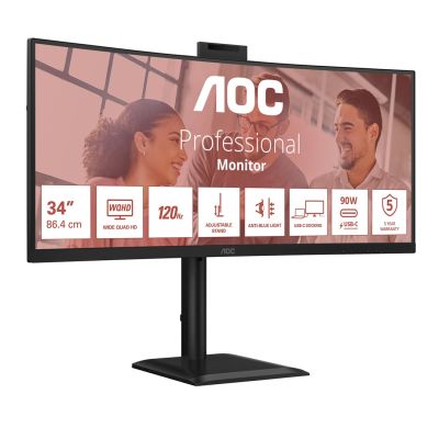 5. AOC monitor 86.3 cm (34") CU34E4CW 21:09 2xHDMI+DP+USB-C+Webcam Curv.