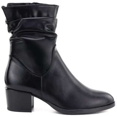 7. Women's high-heeled ankle boots with a gathered upper, black Vinceza 58682