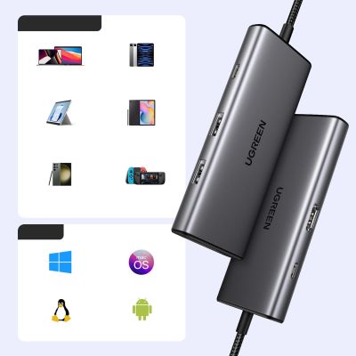 8. Ugreen USB-C 7in1 HDMI Hub USB-C USB-A SD/TF - Gray