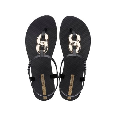 6. Ipanema Sandal Class women's fashionable black and gold flip-flops