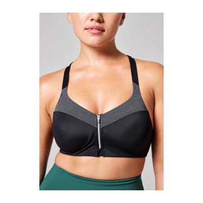 9. CASALL Front Zip Sports Bra Gray