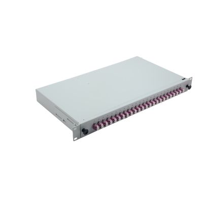 3. 19" Fiber Optic Splice Box 24 x LC Duplex OM4 Ready to Splice Gray