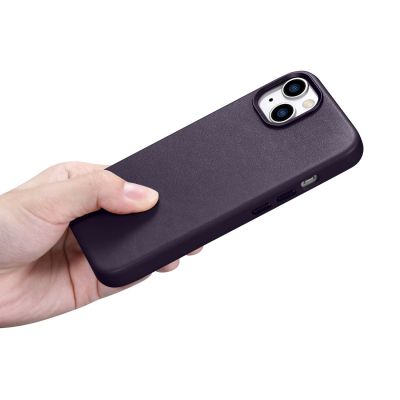 19. iCarer Case Leather Cover Case for iPhone 14 Dark Purple (WMI14220705-DP) (MagSafe Compatible)