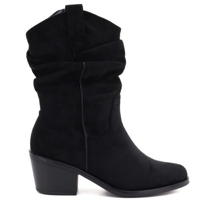 7. Women's ankle boots, ruffled cowboy boots, black, Vinceza HX27-16536