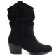 7. Women's ankle boots, ruffled cowboy boots, black, Vinceza HX27-16536