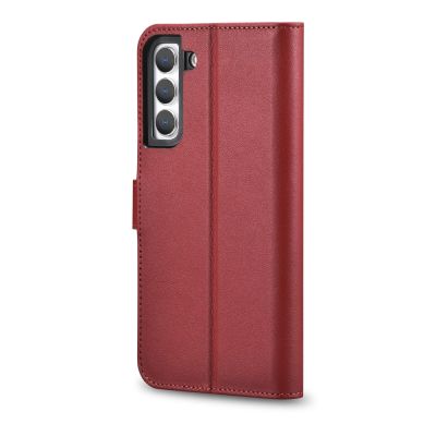 4. iCarer Haitang Leather Wallet Case Leather Case for Samsung Galaxy S22 + (S22 Plus) Wallet Housing Cover Red (AKSM05RD)