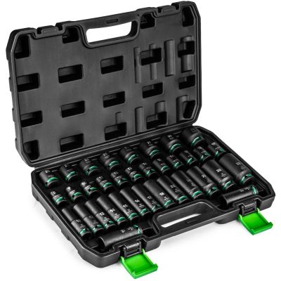 35-Piece Set of Deep Impact Sockets, 1/2", 6-Point, WUBER