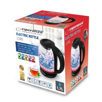 22. Esperanza LOIRE EKK027 electric kettle (2200W 1.7l; black)